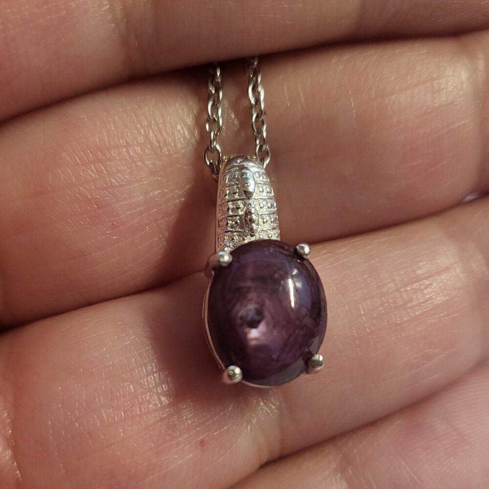 Indian Ruby Cabochon Sterling Silver Pendant Neck… - image 2